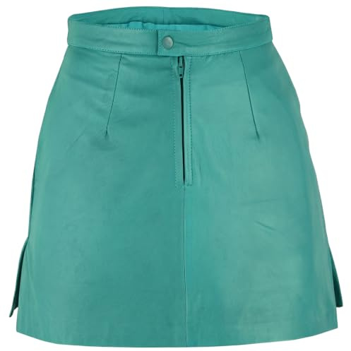 German Wear Mini Lederrock aus Lammnappa Minirock Trendiger Business Rock Echtleder Grün - 38
