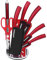 Herzberg Set Couteau Cuisine Professionnel - Couteaux Tranchant en Acier Inoxydable - Support en Acrylique - Poignée ergonomique - Set de couteaux avec support 8 pièces - Rouge HGMSN8-RD