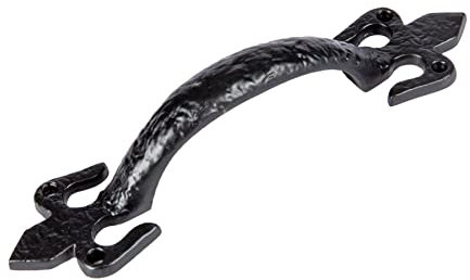 Hammer and Tongs - Rustic Fleur De Lis Door Handle - H200mm - Black