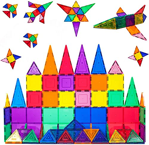 PicassoTiles Large Stabilizer + 60pcs Magnet Tile + Action Figures, Supersized 2pc Large Stabilizer Base Jumbo XL Plate Foundation, 4 Family Add-on STEM Learning Pretend Playset Magnet Expansion Pack