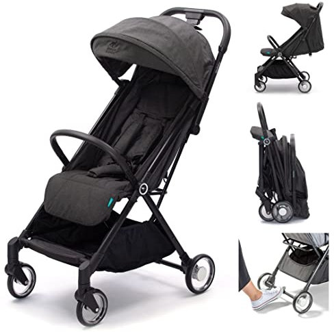 Urban Kanga Wallaby Reisebuggy Flugzeug Handgepäck Leichter und Kompakter Kinderwagen Buggy mit Liegefunktion (Grau Leinen)
