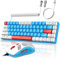 YINDIAO T8 60% RGB Gaming Tastatur und Maus Set + Gewendeltes USB-C Kabel,Kabelgebundene Mechanische Tastatur,68 Tasten TKL Compact Layout,Maus mit Wabenstruktur,Bis zu 6400DPI,für PC MAC PS5 -Blau