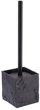 PLUS HOME Escobillade baño con escobillero poliresina Efecto Piedra,escobilla de váter para el Cuarto de baño y Aseo 10x 38 cm Color Negro.