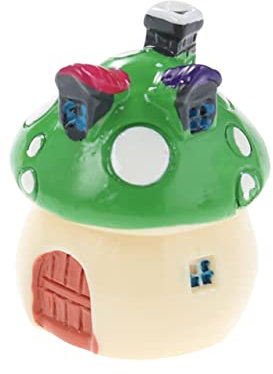 Garneck Pilzhaus-Ornament Miniatur-pilzhaus Landschaftsornament Feengarten Dekoration Grün Grün Aus Kunstharz Für Mini-Garten Terrarium Blumentopf Accessoires