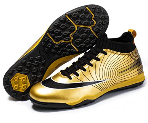 Kmrlofiy Fußballschuhe Herren High Top Spike Cleats Fussballschuhe Kinder Professionelle Outdoor Athletics Fußballschuhe Schnürsenkel Junge Trainingsschuhe Sportschuhe Wettkampf (5 RT, 33EU)