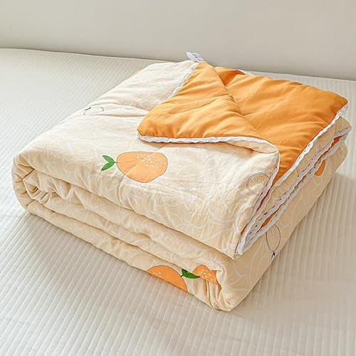 Surwin Tagesdecke Bettüberwurf aus Mikrofaser Reversibel mit Modern Nordic-Druck Gesteppt Bettdecke Sommer Steppdecke für Doppelbett Einzelbett als Sofaüberwurf Wohndecke (Mandarine,150x200cm)