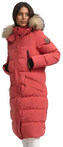 MARIKOO lange Damen Winterjacke warmer Parka gesteppt mit Kapuze B890