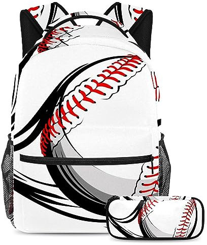 VAPOKF Schulranzen-Set für Teenager, Mädchen, Jungen, Schüler, Büchertasche, Rucksack mit Federmäppchen für die Schule – Basevball Sport Softball, multi, Einheitsgröße, Schulranzen-Sets