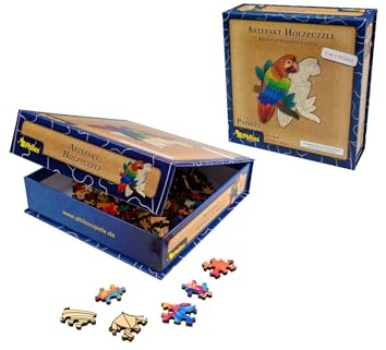 Philos 9082 - Artefakt Holzpuzzle 2 in 1 Papagei, 172 Teile, in magnetischer Klappschachtel