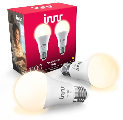 Innr Zigbee E27 Smart Bulb, Works with Hue* and Alexa (Bridge Required), Warm White, E27 LED Screw Bulb, 1150 Lumen, Dimmable, 2-Pack
