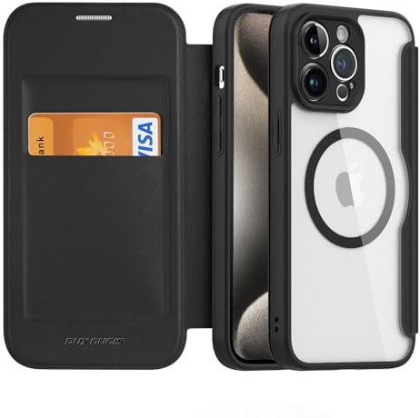 zenrich Klapphülle für iPhone 15 Pro Max mit Kartenfach PU Leder,Stoßfest Handyhülle Magnetisch Hülle Kratzfeste Transparente Rückseite Schutzhülle mit Magsafe für iPhone 15 Pro Max