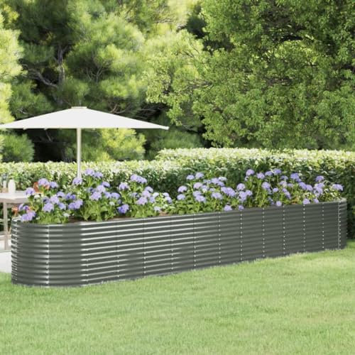 Hochbett für den Garten, pulverbeschichteter Stahl, 507 x 100 x 68 cm, Grau, Gartenmöbel für den Außenbereich, für den Außenbereich, Innenbereich, Möbel im einfachen Stil, Zuhause, Unternehmen