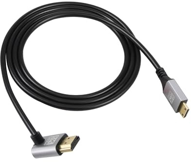 RIIEYOCA 90 Grad abwärts gewinkeltes UHD 8K Mini HDTV Stecker auf HDTVS Stecker 48Gbps Kabel unterstützt 8k@60Hz, 1080p, ARC, 3D, für DVR,(abwärts gewinkelt, 2M)