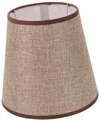 jojofuny Pantalla de Lámpara de Lino con Cubierta de Tela para Lámpara de Mesa Casquillo E27 Lino Café 19 Cm de Diámetro
