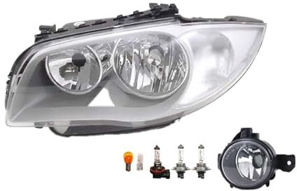 Johns, Scheinwerfer Halogen Front passend für BMW 1 E81 E87 09/2004-02/2007 H7 H7 Links + Nebelscheinwerfer + Leuchtmittel