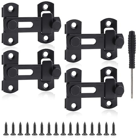 YSDMY Loquet de porte en acier inoxydable 4 pièces Verrou de porte 3 pouce Loquets et Verrous,Verrou Porte Coulissante Interieure pour portes, fenêtres, jardins, salles de bains, placards
