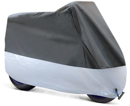 Funda para Moto, Cubierta de Moto Impermeable Protectora a Prueba de Sol Lluvia Polvo Viento Nieve Excremento de Pájaro al Aire Libre, (245 x 105 x 125 cm)
