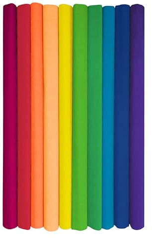 Interdruk - Rollos de papel crepé para niños, bricolaje y decoración - Paquete de 10 rollos (50 cm x 200 cm, 28 g/m2) - 10 colores arcoíris surtidos