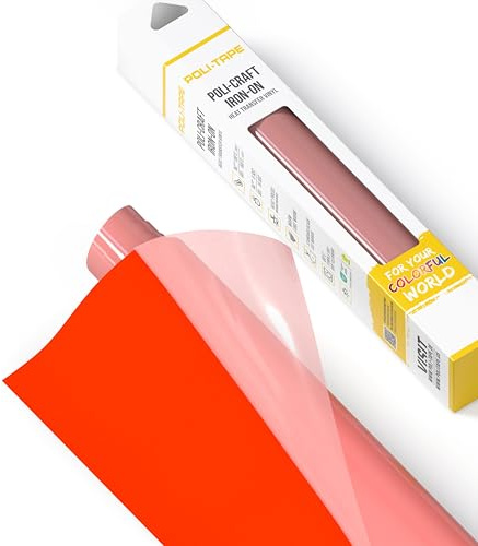 POLI-TAPE TUBITHERM® FLOCK Transferfolie mit samtartiger Oberfläche für Textilien – Flockfolie zum Aufbügeln, Plotterfolie für DIY Shirts, Neon Orange, 30,5 cm x 61 cm