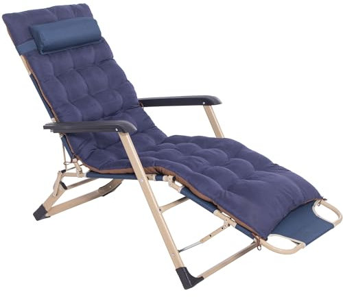 SPRINGOS Gartenliege extra hoch klappbar - Sonnenliege Balkon mit Liegefunktion & Kopfkissen - Relaxsessel Outdoor, Kippliege Garten wetterfest & klappbare Bäderliege - 66 x 137 x 92 cm