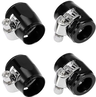 Unifizz 4PCS AN6 Hex Car Hose Finisher Flexible Rubber Pipe Clamp for Automotive Motorcycles Oil Fuel Water Tube Black with Screw Band Adapter Fitting