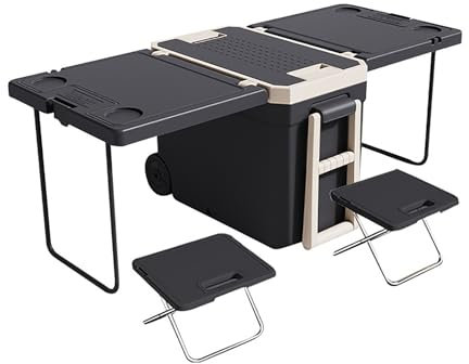 Outdoor-Klapptisch, 32-Liter-Multifunktions-Klapptisch Für Outdoor-Camping, Stühle Und Isolierbox Mit Rollen, 48 Stunden Lang Anhaltende Kälte-/Hitze-/Frischkonservierung