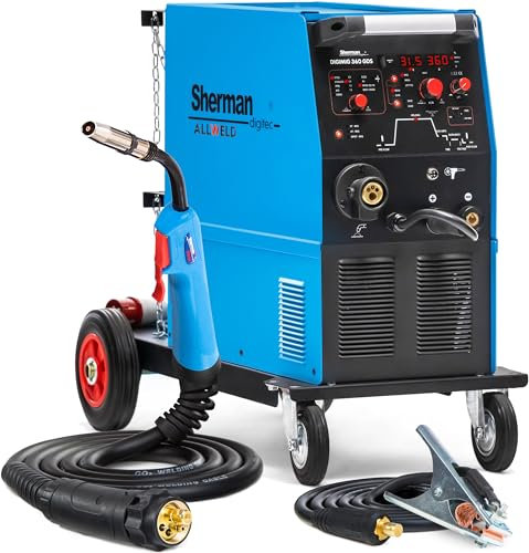 Sherman DIGIMIG 360 GDS - Vollsynergisches Profi MIG MAG Schweißgerät Schutzgas 400V 360A - Kombi Schweißgerät - WIG DC, MMA & Lötschweißen - 4 Rollen Drahtvorschub - Set:Solo