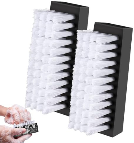 2 pcs Hand Nail Brush for Cleaning Fingernails, Unisex Plastic Hand Wash Brushes Nail Clean Nail Finger Tip Scrubbing Brushes for Cleaning Nails/Toes Nails/Clothes/Shoes/Wall(COLOUR:Black+White)