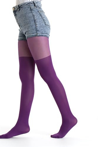 Gi&Gi COLLANT BIMBA FINTA PARIGINA 40/120 DEN,Collant effetto longuette da bambina CON COLORI N. 2204 (IT, Età, 2 anni, 4 anni, Regular, VIOLA SCURO)