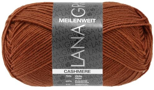 LANA GROSSA Meilenweit 50g Cashmere | Sockenklassiker, waschmaschinenfest | Handstrickgarn aus 70% Schurwolle (superwash), 25% Polyamid & 5% Kaschmir | 50g Wolle zum Stricken & Häkeln | 210m Garn FB66
