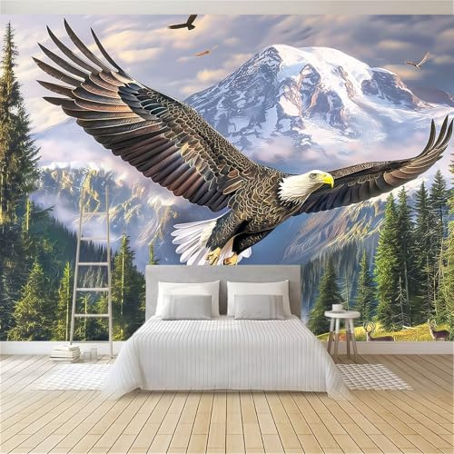 Papier Peint Intissé Aigle Des Montagnes Des Neiges 300x210 cm Papier Peint Panoramique Moderne, Tableaux Muraux Tapisserie Photo, Papier Peint Mural pour Salon, Chambre, Fond Décor TV