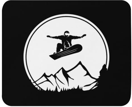 Mauspad, 22,1 x 18 cm, niedliches Ski-, Snowboarder-Konturprofil, riesiger Wind, humorvolle Ski-Wakeboarding-Figur, für Herren und Damen