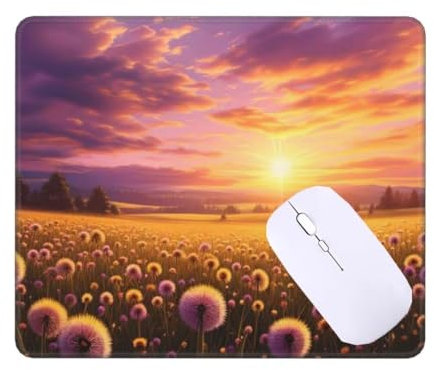 Mauspad Klein Sonnenuntergang Löwenzahn Mousepad, Schreibtischunterlage Kinder, Gaming Mauspad 36 X 30 cm rutschfest VernäHte Kanten Mouse Pad, Verbessert Geschwindigkeit und PräZision T7305