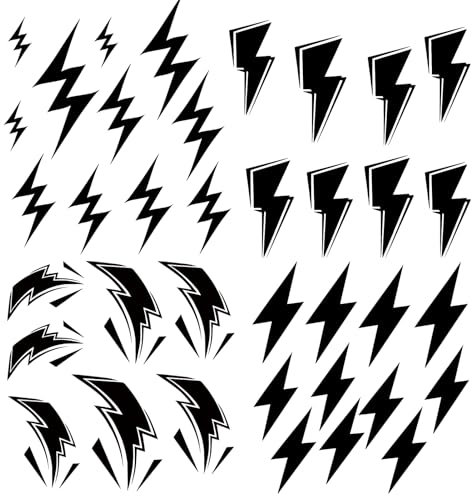 CREATCABIN 4 Stück Blitz Wandaufkleber Blitz Aufkleber Vinyl Schwarz Wanddekoration Wandaufkleber Tapete Wasserdicht Heimdekoration Kunst Für Heimwerker Klassenzimmer Wohnzimmer Schlafzimmer 20x29cm