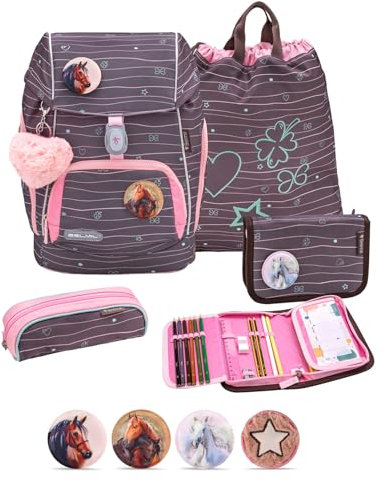 Belmil Premium Comfy Plus ergonomisches Schulranzen Set 5 - teilig, für kleine Kinder/Erstklässler - STAEDTLER, Brustgurt, Hüftgurt, Magnetverschluss (405-73/P/S) (Mint 2)