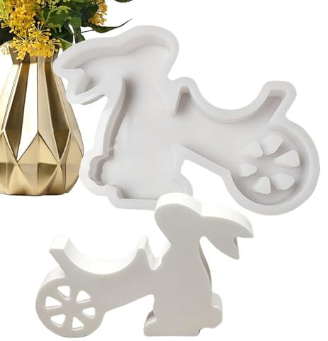 Osterhasen Keksformen, Gipsform mit Hasenwagen aus Silikon, Osterdekoration zum Gießen von Duftkerzen, Gips, Beton, Harz