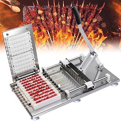 Machine à brochettes de mouton manuelle, machine à brochettes pour barbecue, outil de barbecue, avec plateau à viande, pour faire des brochettes de légumes au barbecue, pique-nique en plein air, cam