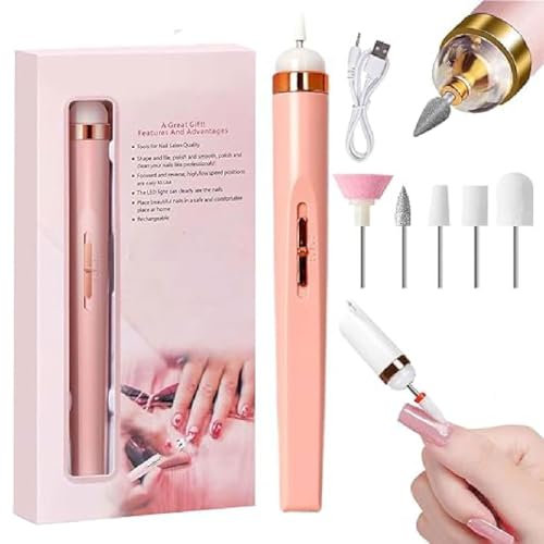Glamics - Glamics Nail Set,5 In1 Glamics Elektrisches Nagelmaniküre-Set,Nagelfräser Kabellos,Elektrische Nagelfeile Set für Gelnägel,Elektrisches Pediküreset,Polierwerkzeuge Nagelknipser Set (Pink)