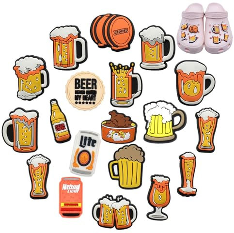 Schuhanstecker 19 Stück,DIY Anstecker für Kinder Clogs,Schuh Charms mit Bier Cartoon PVC Schuh Dekoration Lustige Schuh Anstecker für Kinder Jungen Erwachsene