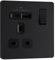 BG Electrical Single Switched Power Plug Wall Socket with Type A USB and Type C USB Charging Ports, Fast Charge, Screwless Front Plate, Evolve, Matt Black, 13A, 18W, PCDMB21UAC18B