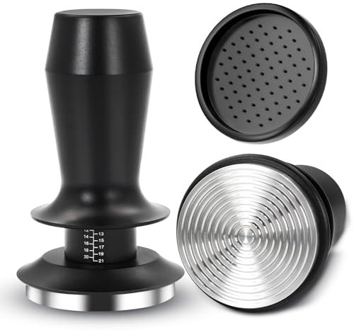 SHUTEX Kaffee Tamper 53mm, Kaffeemehlpresser aus Edelstahl 304, Espresso Tamper mit 2-Feder-Auto-Rebound, Barista Tamper mit einstellbaren Druckeinstellungen, Barista-Zubehör für Kaffeeliebhaber