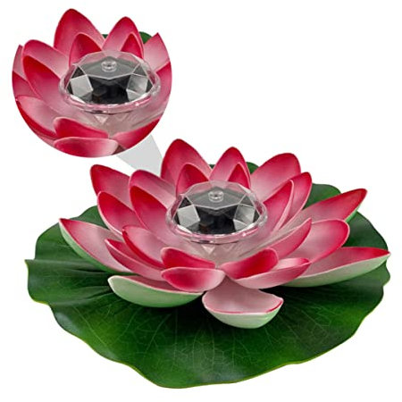 BESPORTBLE Lotuslampe solar solarlampen leuchten lamp Schwimmende Lichter -leuchten Lilien Schüssel Teich Brunnen UV schwimmende Lotuslichter schwebende Lotuslichter rot
