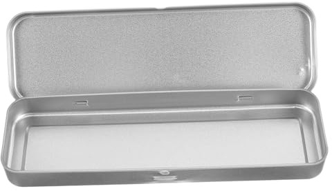 Parliky Metall Federmäppchen Rechteckig mit Deckel Schmales Stifteetui aus Strapazierfähigem Weißblech Kompakte Stiftebox für Schule Schüler und Büro