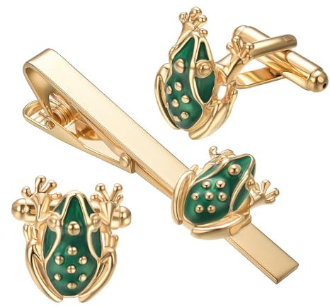 runootPR Krawattennadel Set Gold Frosch Krawattenklammer Personalisiert für Herren Hochzeit Geschäft Parteien Herrenschmuck mit Geschenkbox
