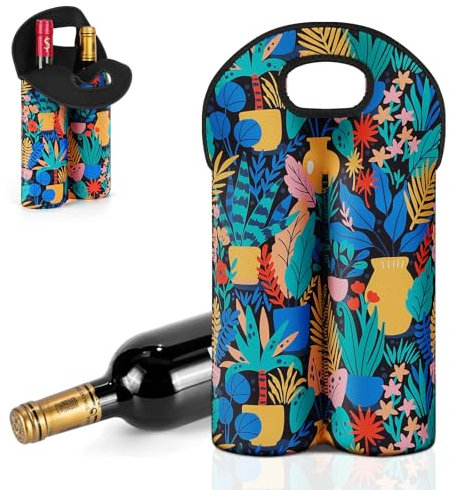 Bolsa Botella Vino Portabotellas para 2 Botellas de Vino Regalar Rosado Blanco con 2 Compartimentos Bolsa de la Compra Reutilizable Bolsa de Almacenamiento de Botellas de Vino 37 x 25 x 12 cm,color