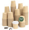 Maxi Products - 500 Vasos Cartón Kraft + Tapa Blanca - 120 cc (4 oz) - Vasos Desechables para Café para Llevar - Reciclables - Apto Alimentos Calientes - TAKE AWAY