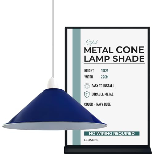 LEDSone Small 22cm Cone Lamp Shade for Ceiling Lights, | Easy Fit Light Pendant Modern Ceiling Lighting Shade for Bedroom, Hallway, Office - Industrial Light Shade Ceiling Pendant