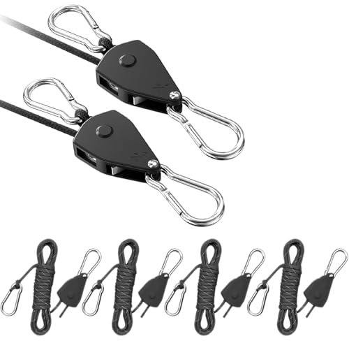 4x4m*4mm Verstellbarer Seil Ratsche, 4m Zeltheringe Abspannseile mit seilspanner, Einstellbare Ratchet Hanger Zeltschnur für Sonnensegel für Harte Böden, ideal für Garten, Camping, Zelten