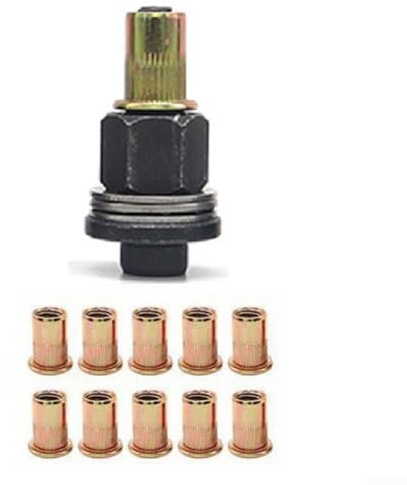 Herramienta de tuerca de remache manual, fabricante de tuercas de remache roscadas M6, con 10 tuercas de remache, para destornilladores, taladros y para llaves de impacto, varias herramientas