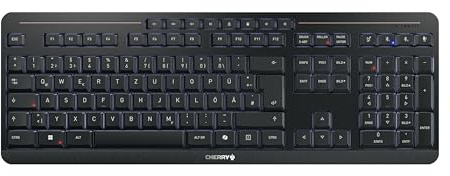 Cherry Stream Keyboard Ultimate, Kabellose Multi-Device-Tastatur für bis zu 4 Geräte, Deutsches Layout (QWERTZ), Bluetooth, 2,4 GHz & Kabel, Beleuchtet, Schwarz
